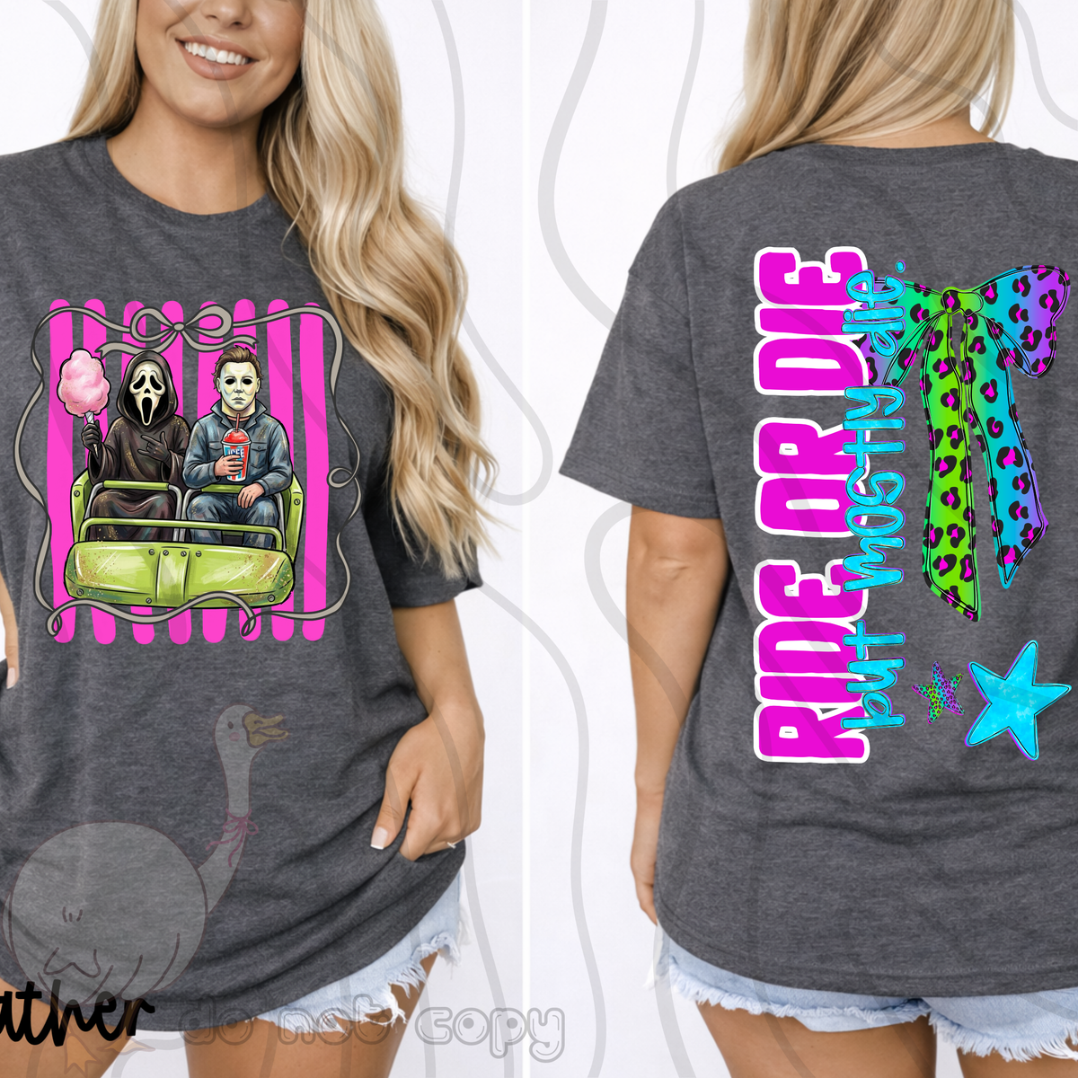 Ride or die but mostly die (BACK ONLY) (DKD) DTF Transfer