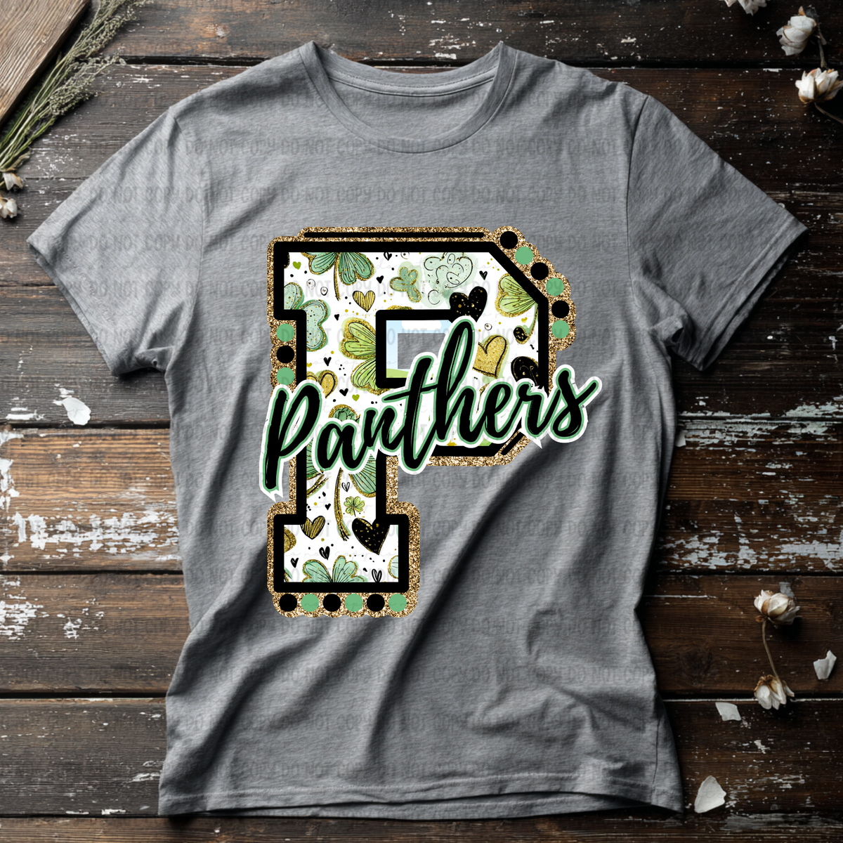 Panthers letter St. Patrick's Day GREEN (Revel) DTF Transfer