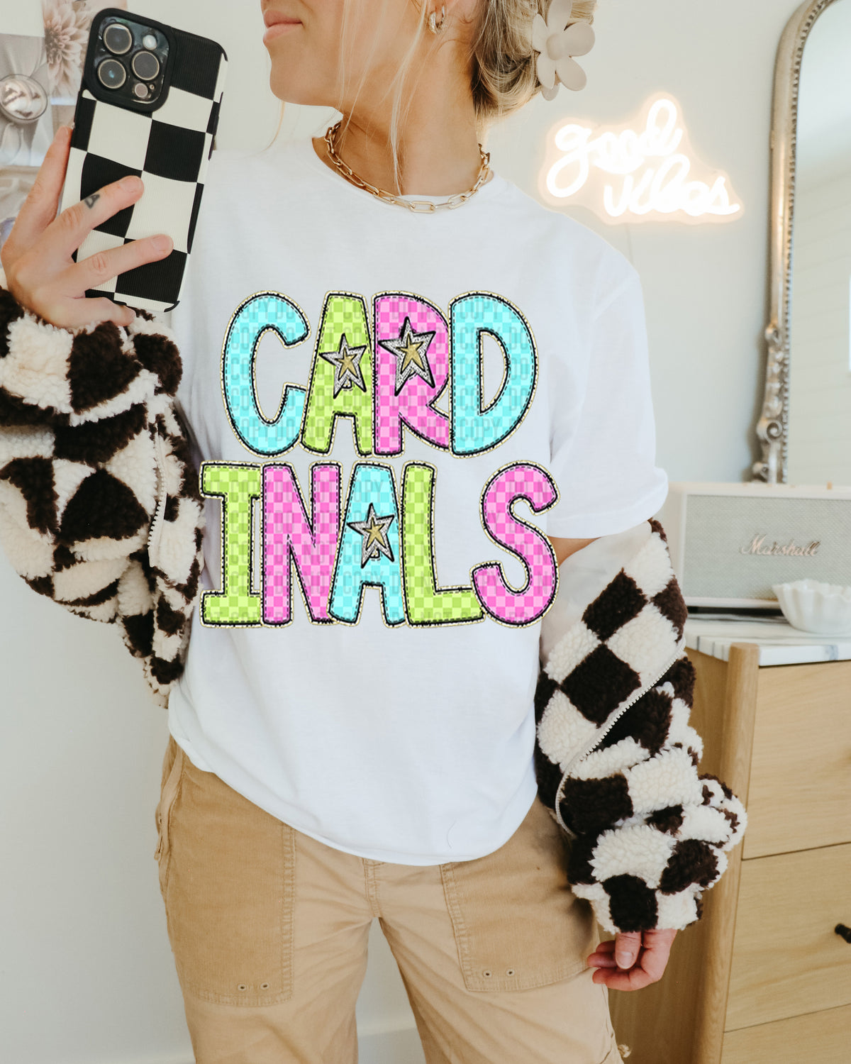 Cardinals Colorful Checkered (caplinger) DTF transfer