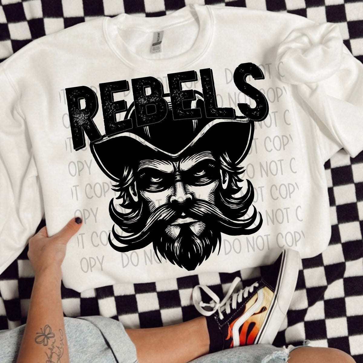 Rebels black/white outline DTF transfer