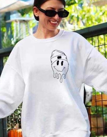 Its a beautiful day to leave me alone POCKET CHOOSE SIZE (BLACK with smiley face and peace signs) DTF Transfer
