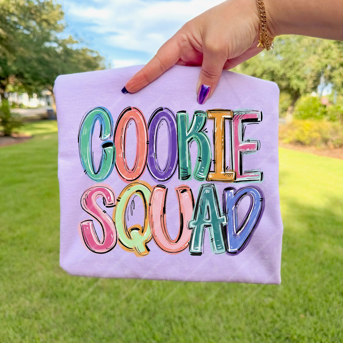 Cookie Squad colorful brushstroke font DTF Transfer