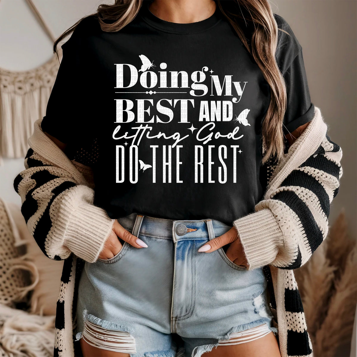 Doing my best and letting god the rest white 91590 DTF transfer