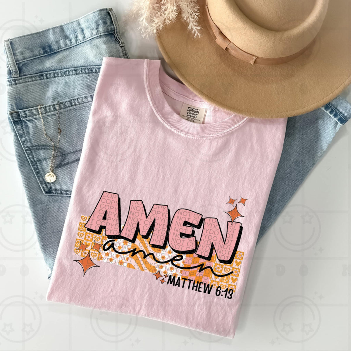 Amen grace pink and orange (HW) 93481 DTF transfer