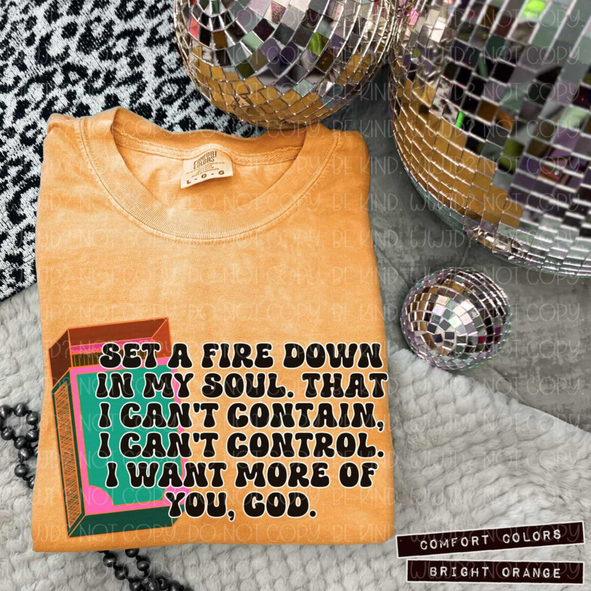 Set a fire down in my soul matchbox black font (Vehement) 99117 DTF transfer