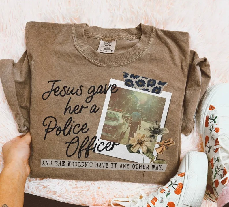 Jesus gave her a police officer 98562 DTF transfer
