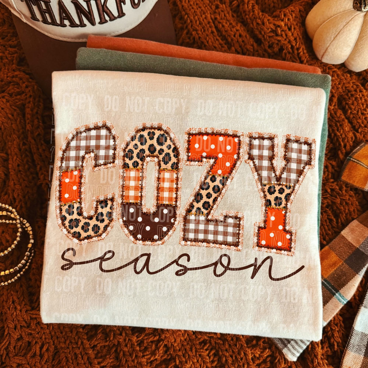 Cozy season faux patchwork with leopard (SBB) DTF Transfer