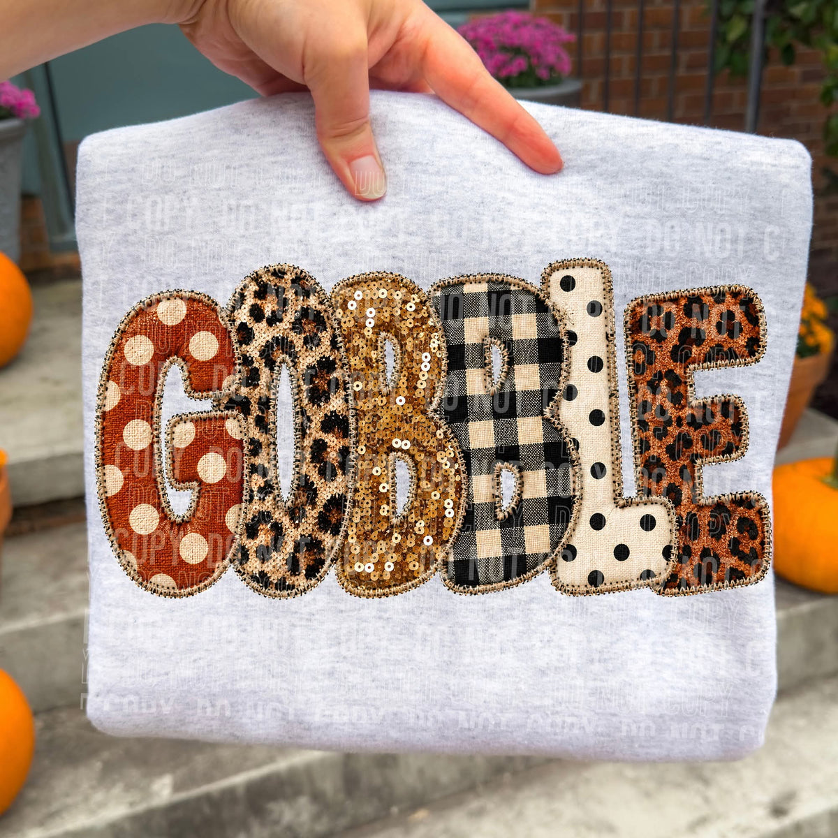 Gobble faux patchwork with leopard (SBB) DTF Transfer