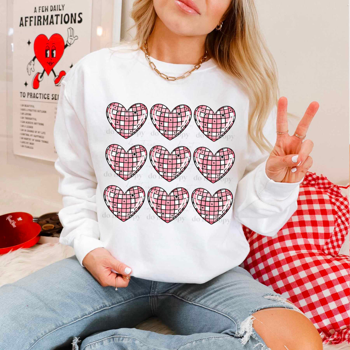 Disco heart collage (CSC) 65706 DTF transfer