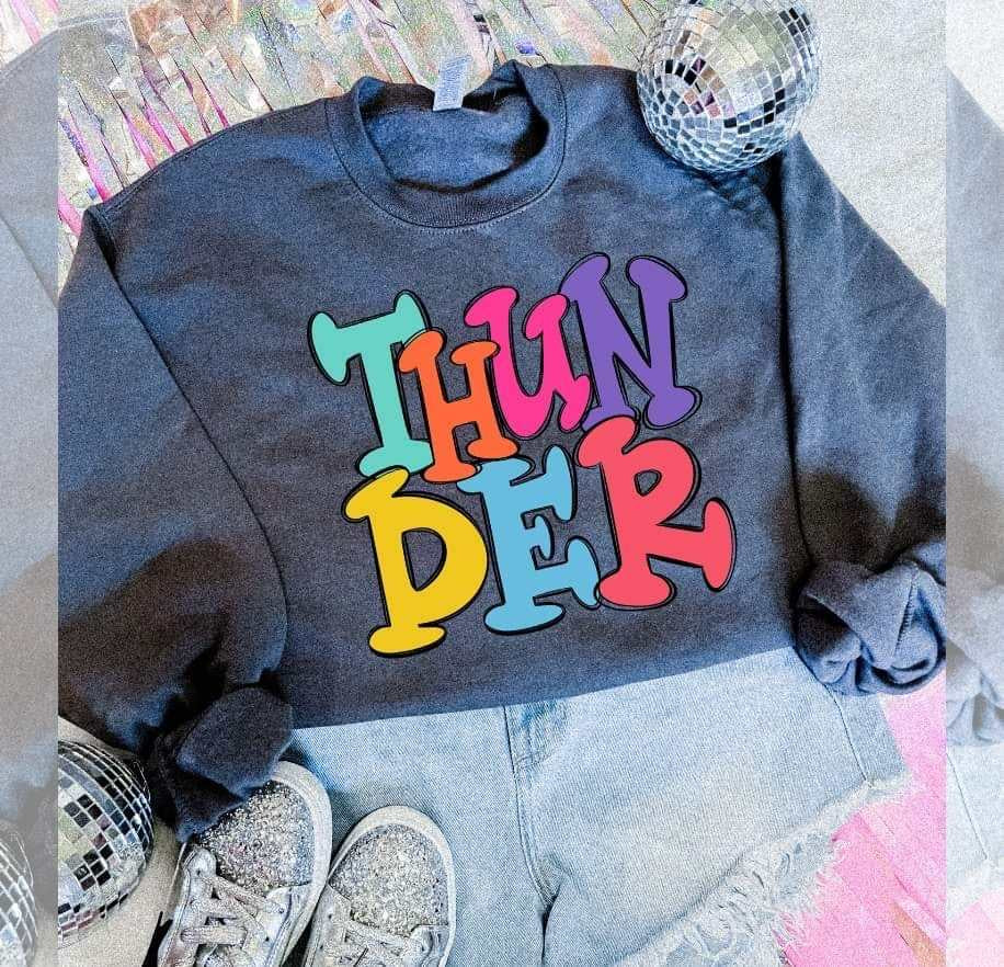Thunder colorful bubble font (S&G) 64513 DTF transfer