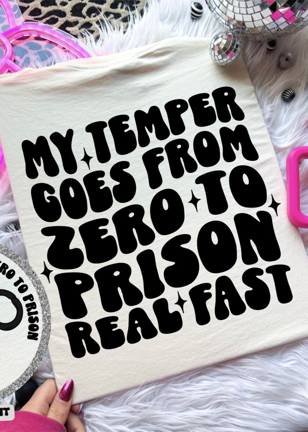 My temper goes from zero to prison BLACK (CMD) 99625 DTF transfer