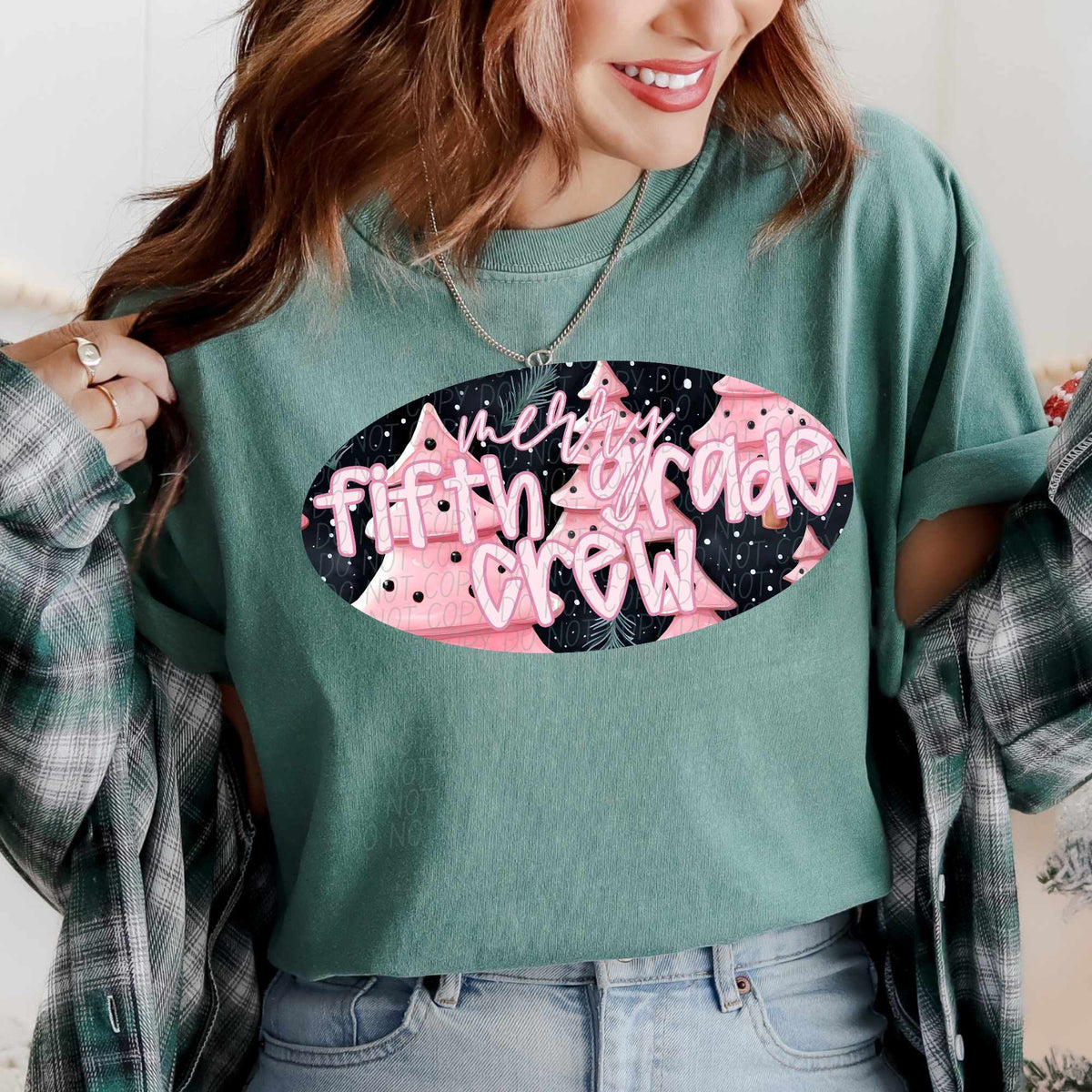 Merry fifth grade crew pink trees (CITY) 62318 DTF transfer