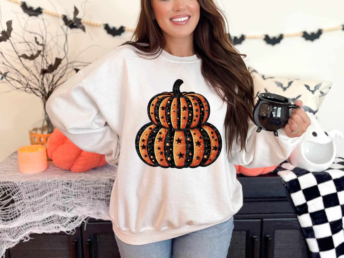 Black and orange pumpkins stacked exclusive 58273 DTF transfer