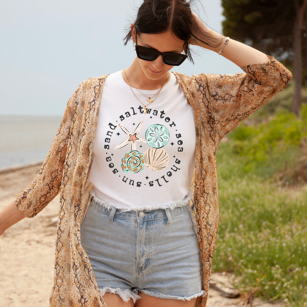 Sea Shell Circle (dark gray words) (CSC) DTF Transfer