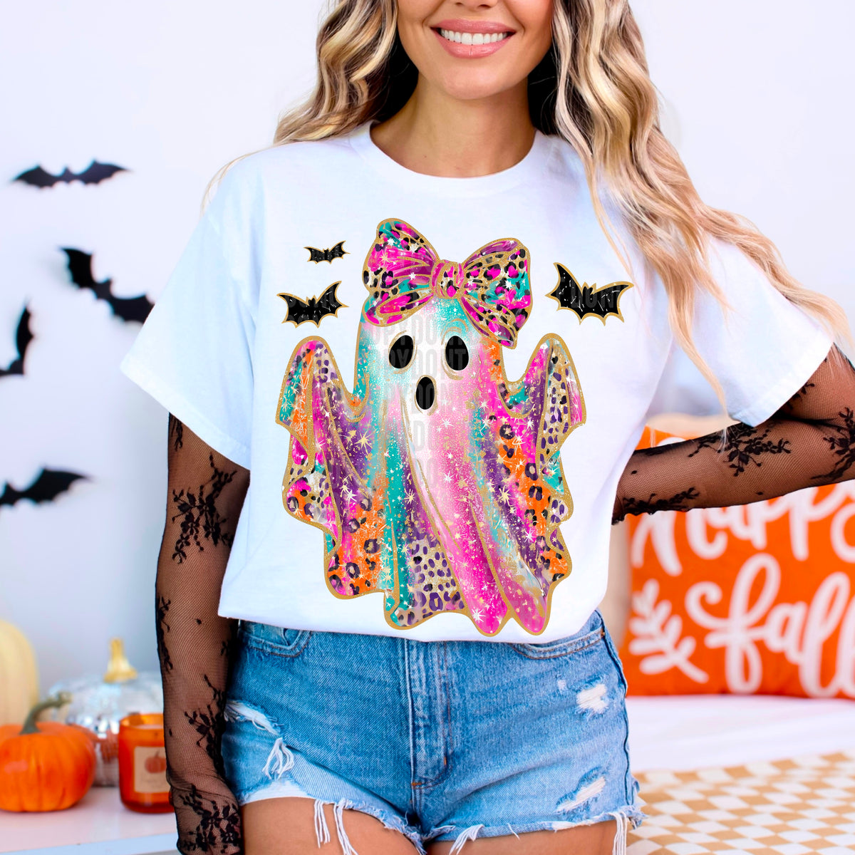 Rainbow Cheetah Ghost DTF transfer