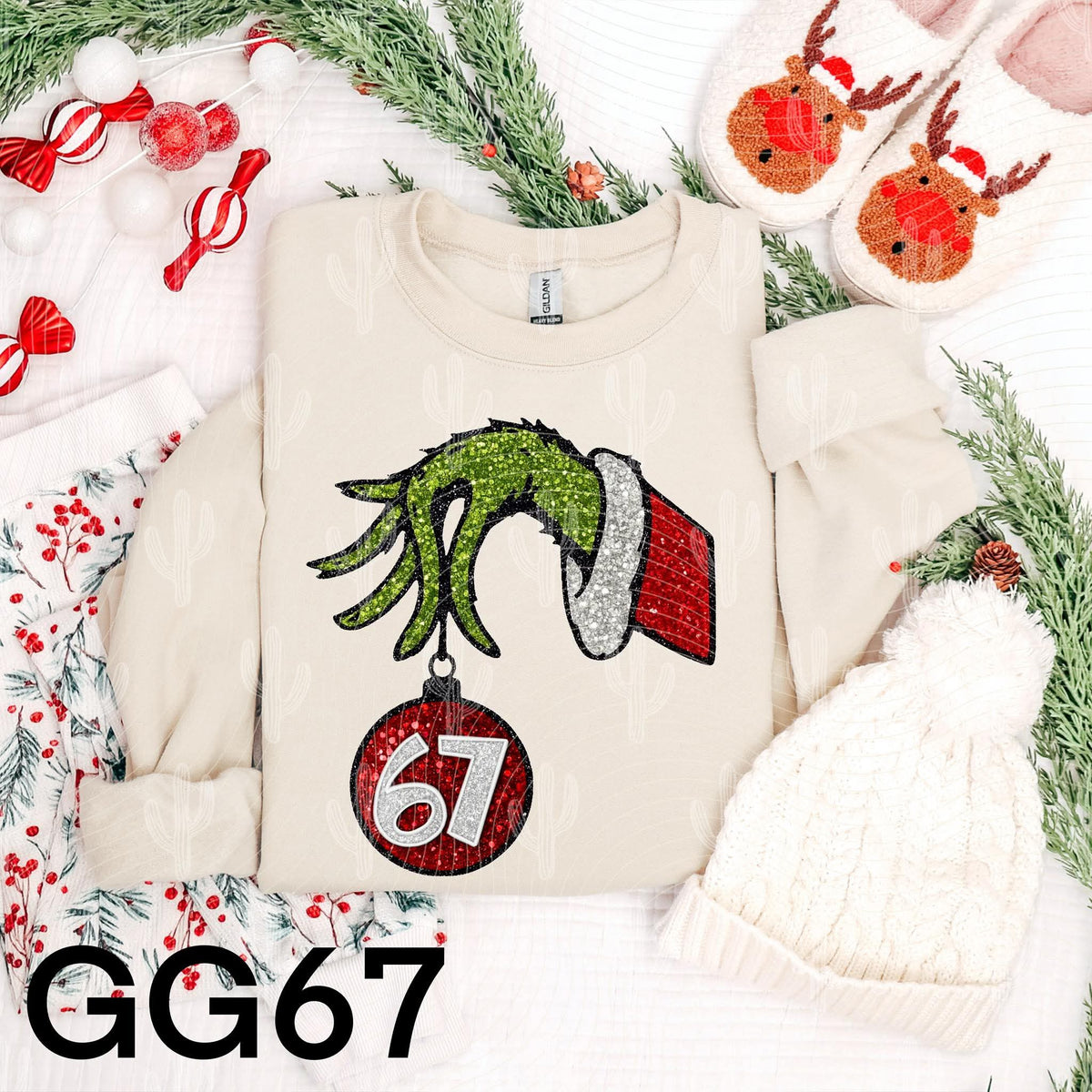 67 green hand with glitter (crafti) DTF transfer