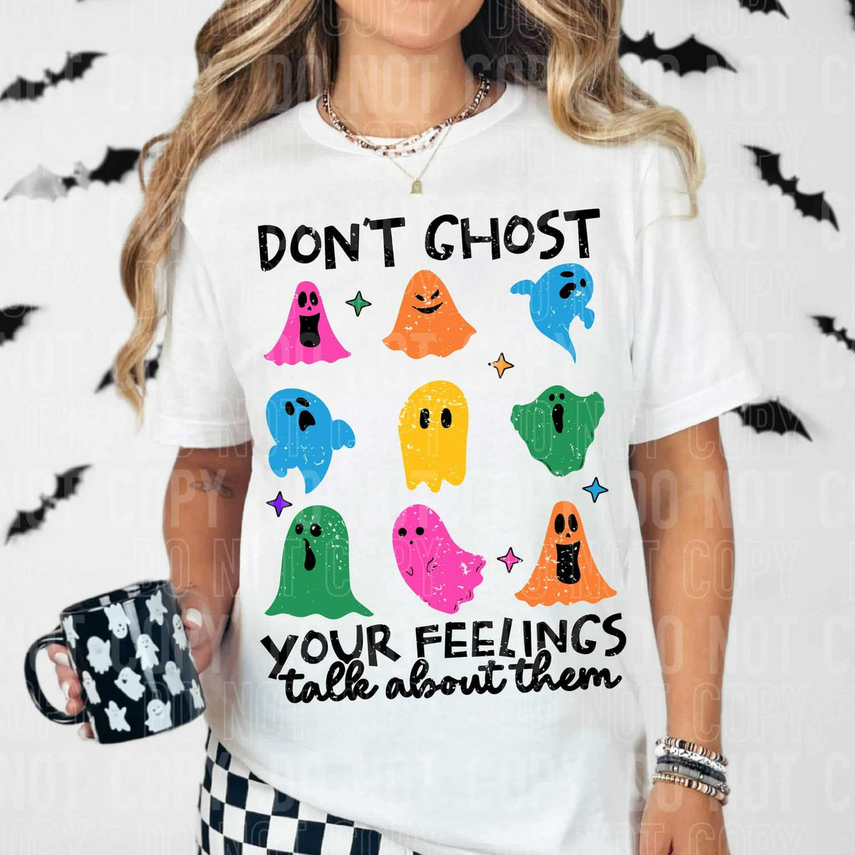 Don’t ghost your feelings talk about them colorful ghost (SBB) DTF transfer