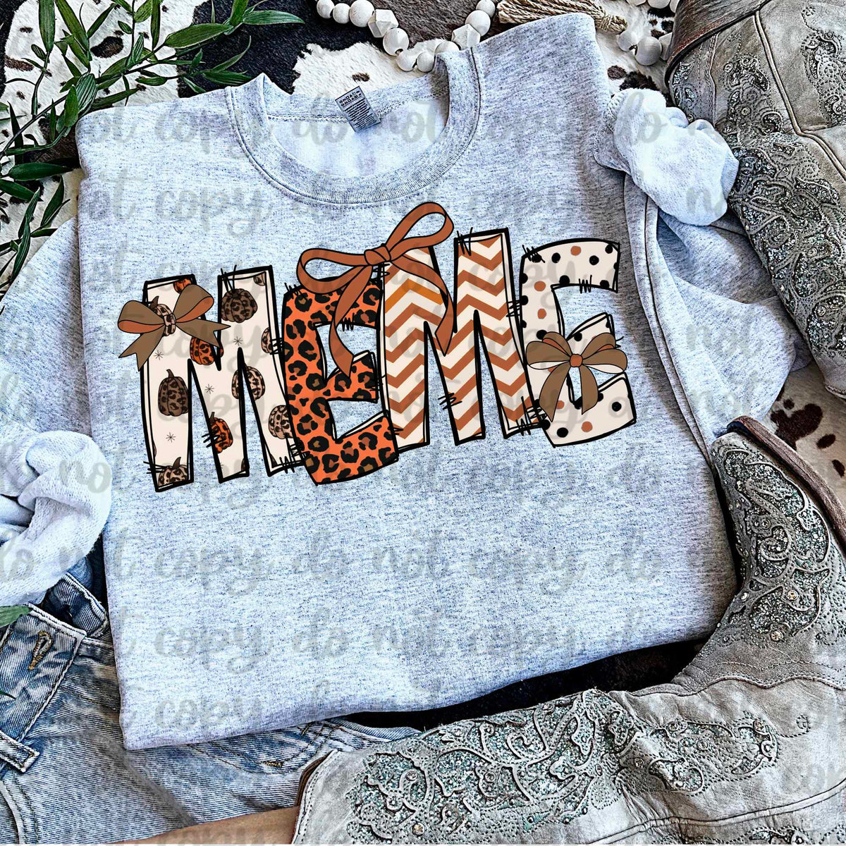 Meme fall names with bows (vintage) 60751 DTF transfer