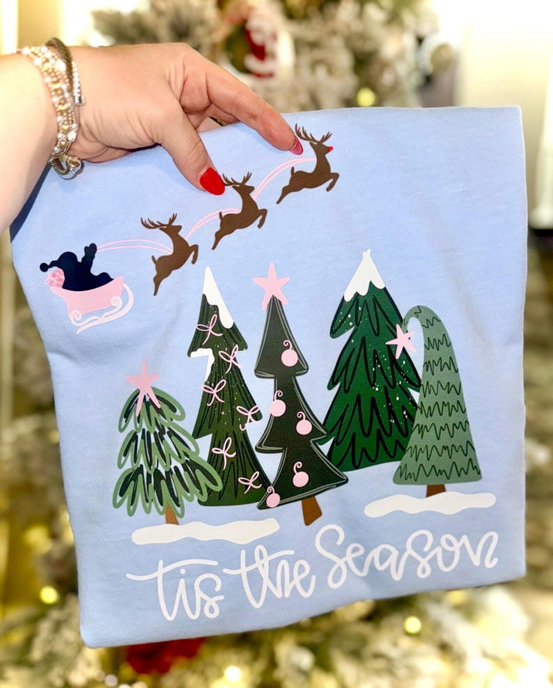 Tis The Season trees reindeer and sleigh 117241 DTF transfer
