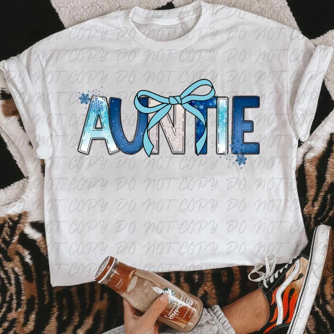 Auntie blue wrapping paper font (VINTAGE) 64135 DTF transfer