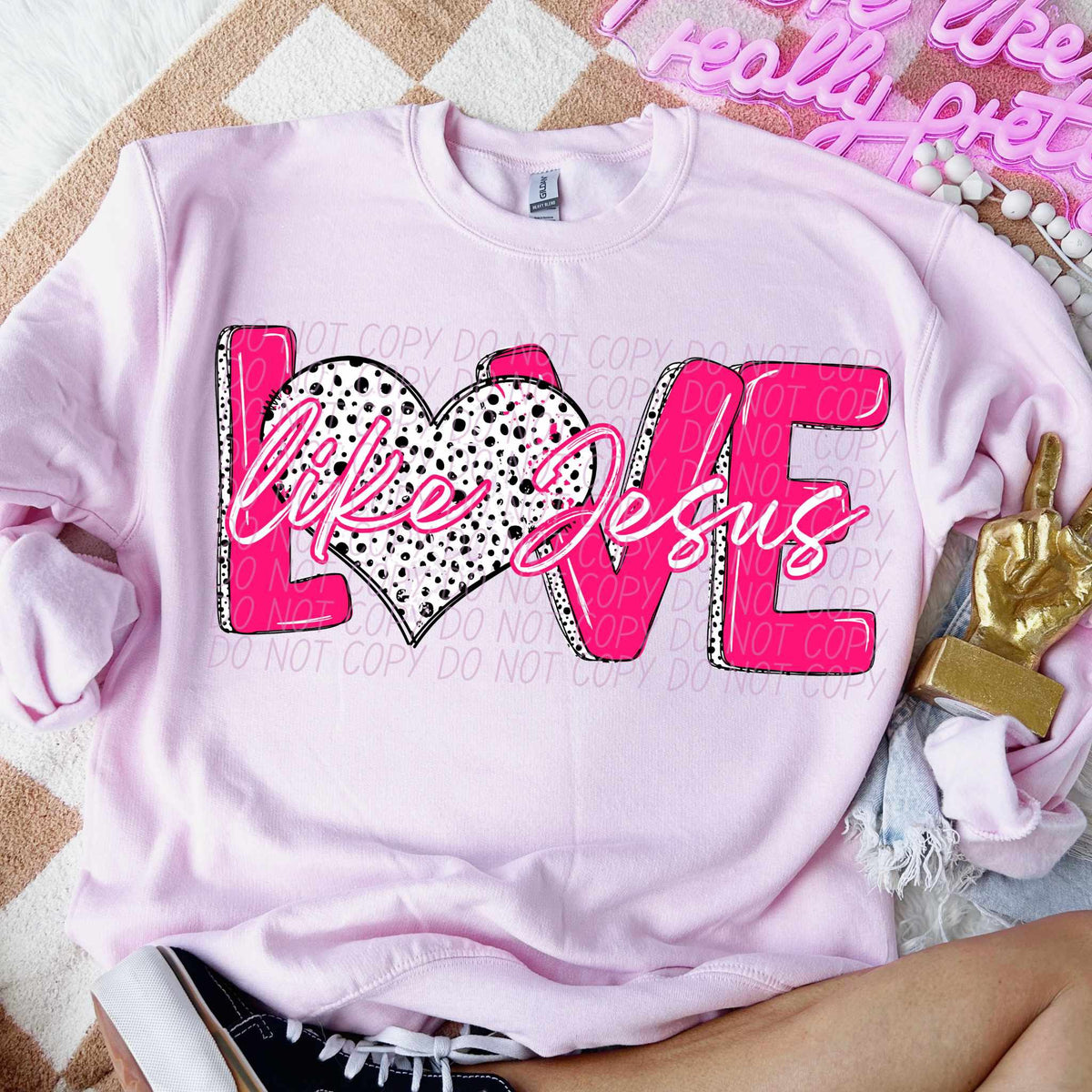 Love like Jesus pink outline (CITY) 75753 DTF transfer