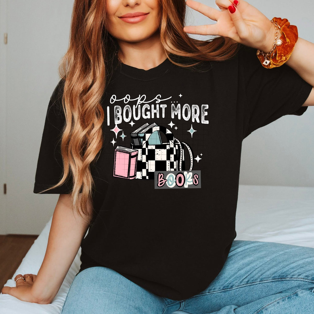 Oops I bought more books (white) (CSC) DTF transfer