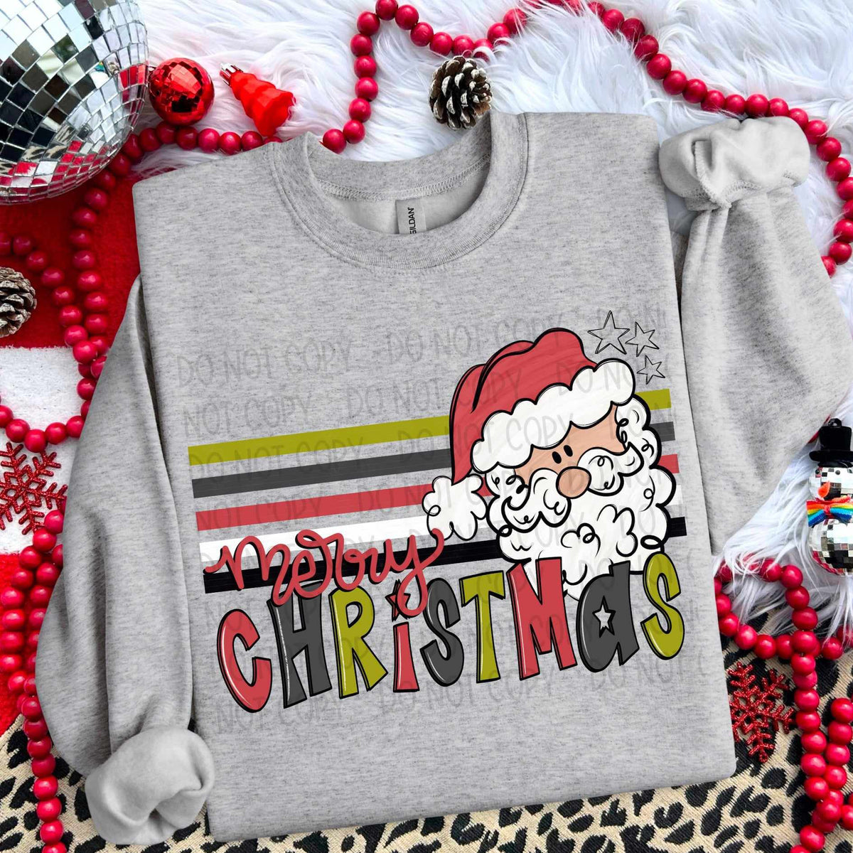 Merry Christmas retro lines (SW) 65443 DTF transfer