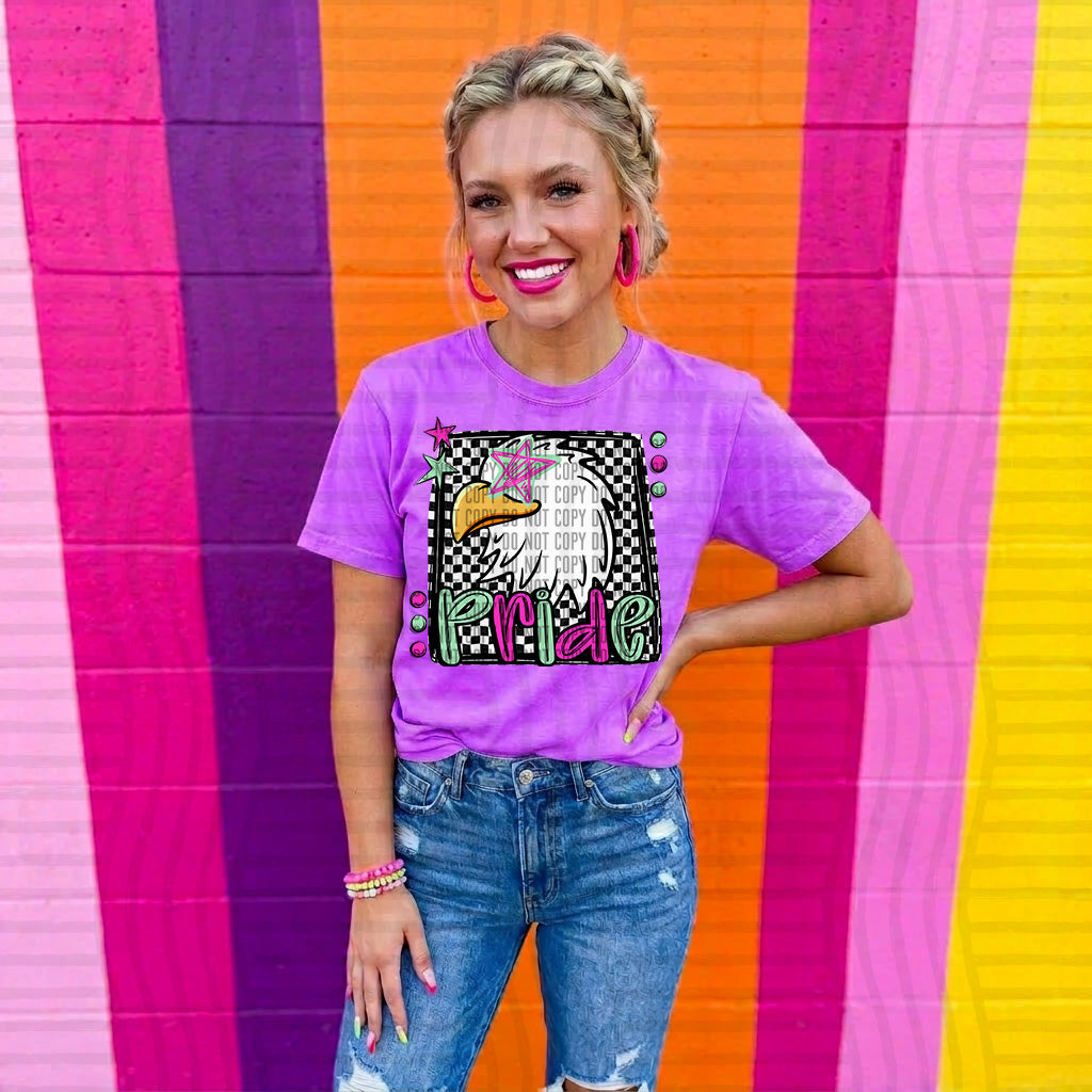eagles pride preppy checkered square colorful (Caplinger) DTF Transfer