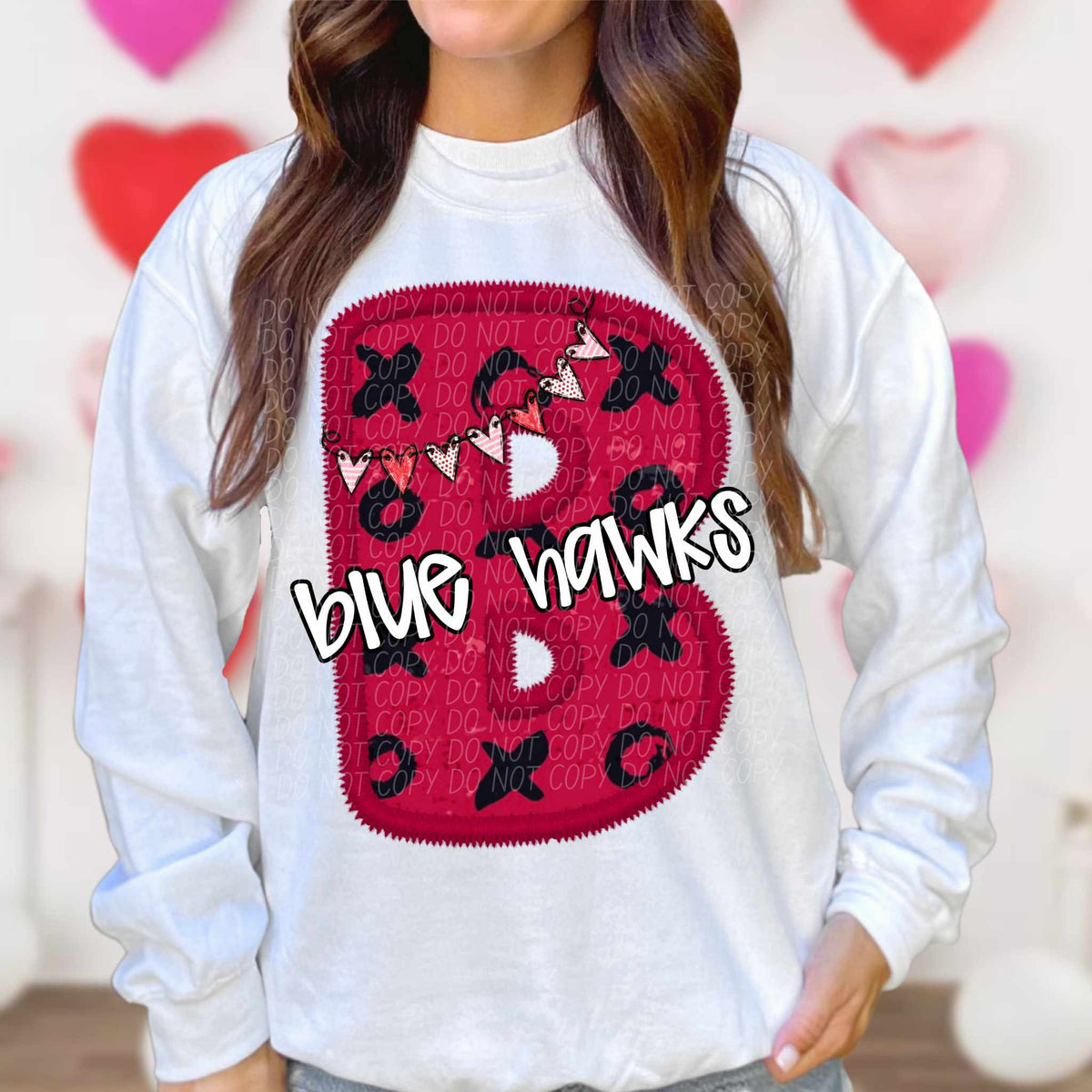 B blue hawks valentine (CITY) 77955 DTF transfer