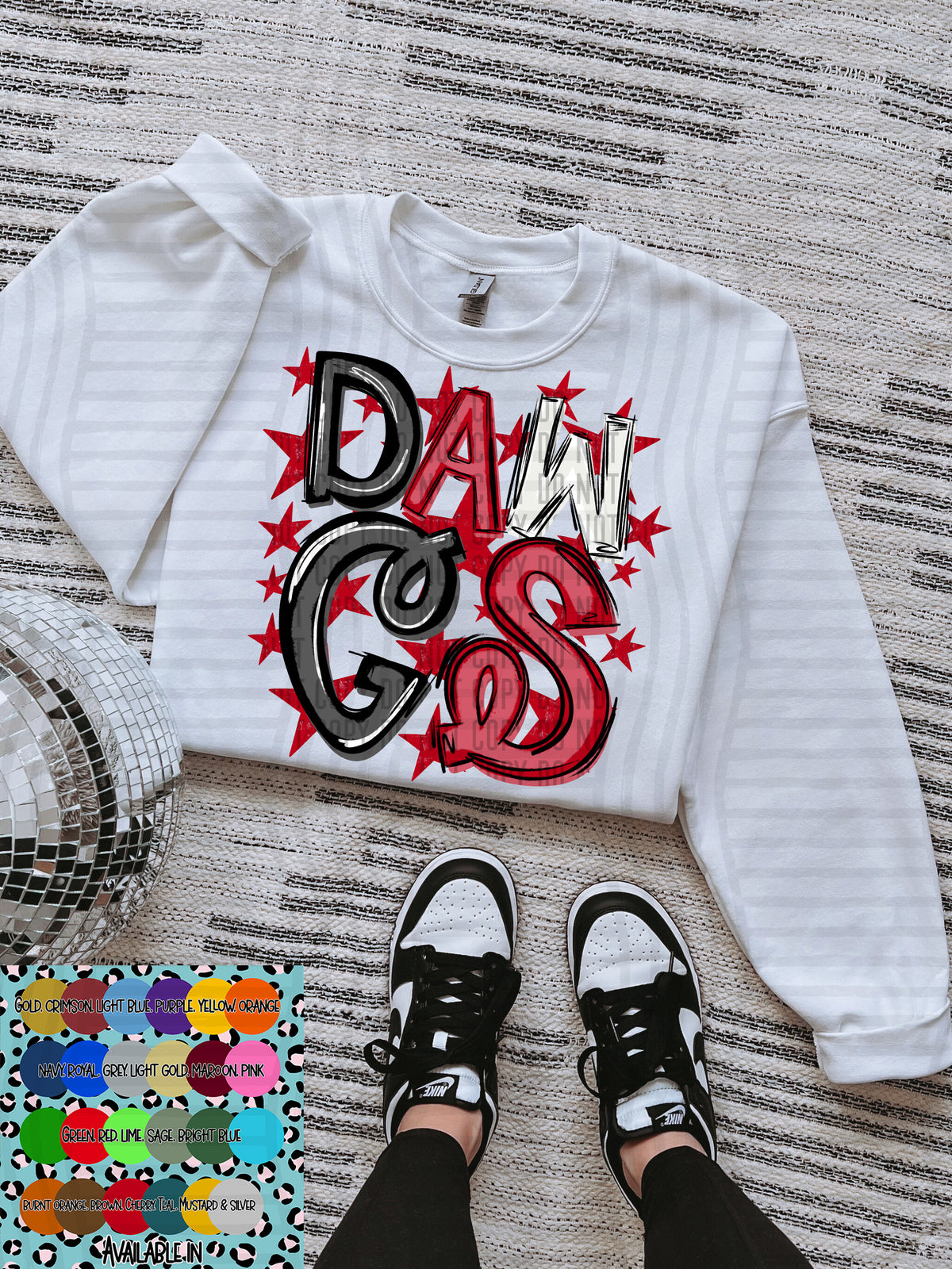 dawgs black white and red with red stars (Caplinger) DTF Transfer