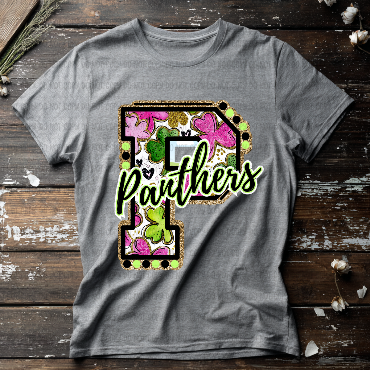 Panthers letter St. Patrick's Day PINK (Revel) DTF Transfer