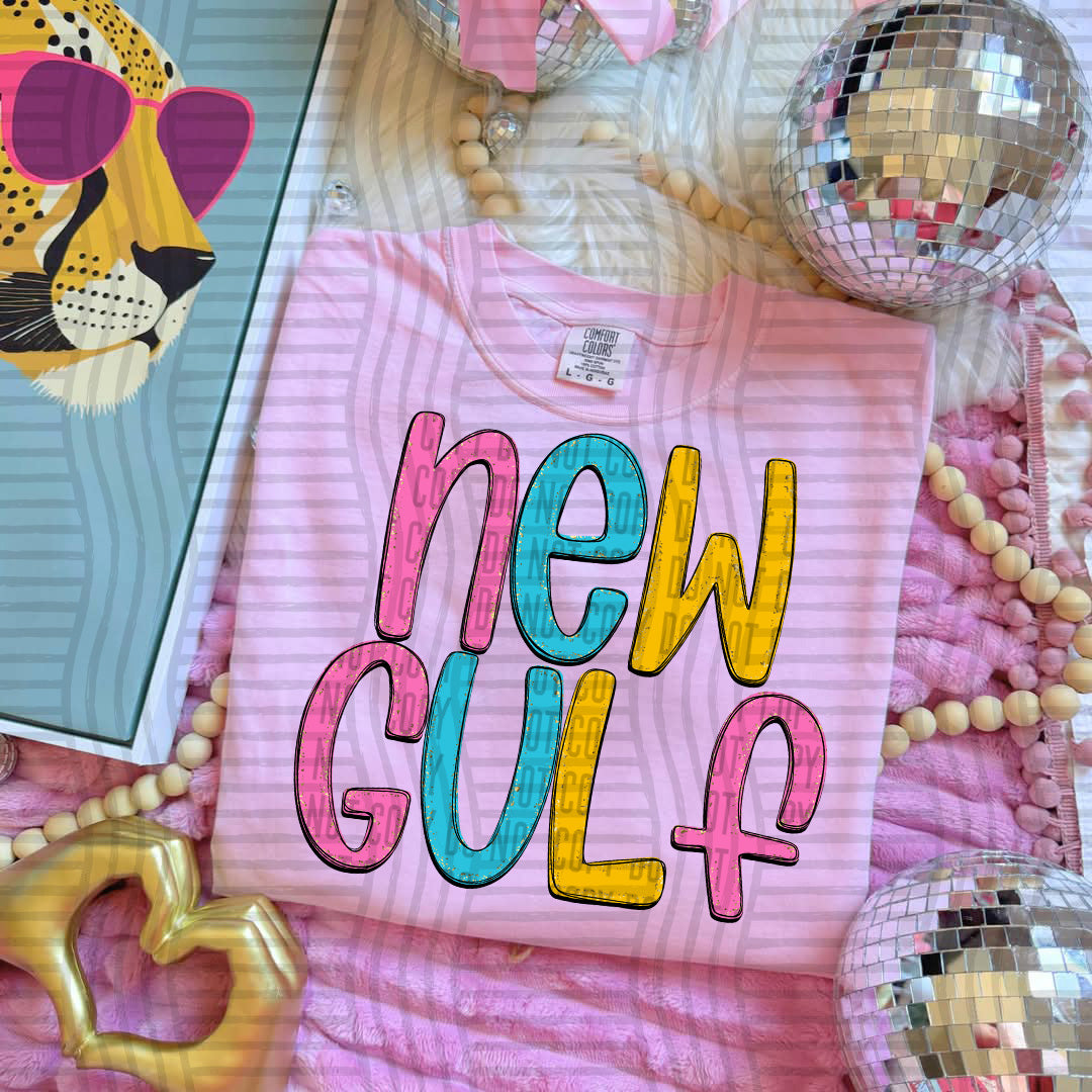 blue yellow and pink new gulf stacked (Caplinger) DTF Transfer