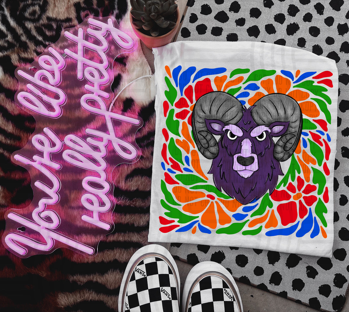 Purple Ram Retro Floral (Caplinger) 101165 DTF transfer