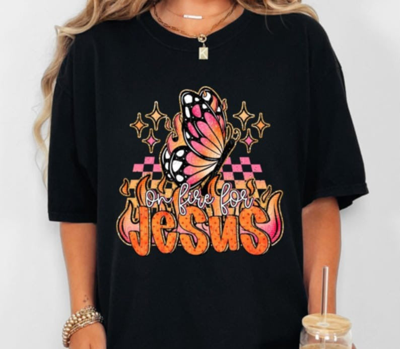 On fire for Jesus 107243 DTF transfer