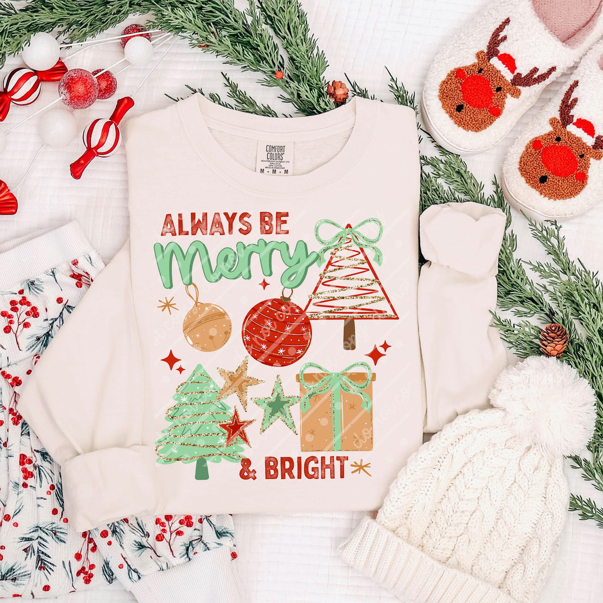 Always be merry & bright trees ornaments and present Tuesday Deal DTF