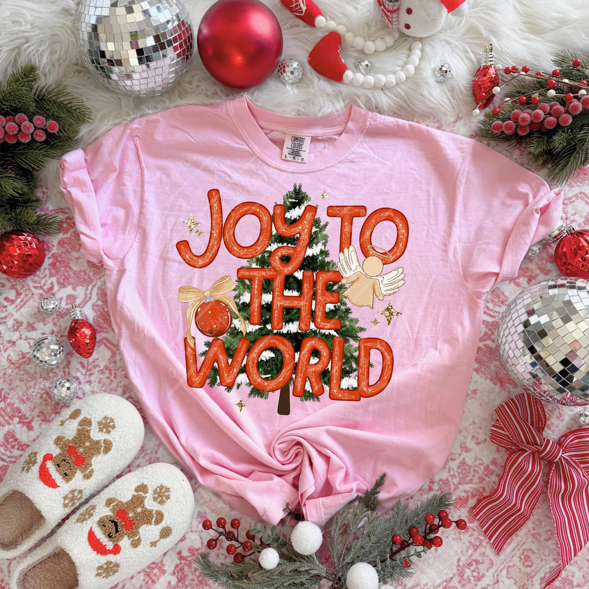 Joy to the world Christmas tree ornament and angel Tuesday Deal DTF