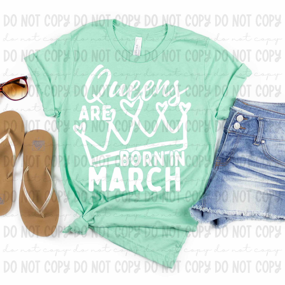 Queens are born in March WHITE (REVEL) 79745 DTF transfer