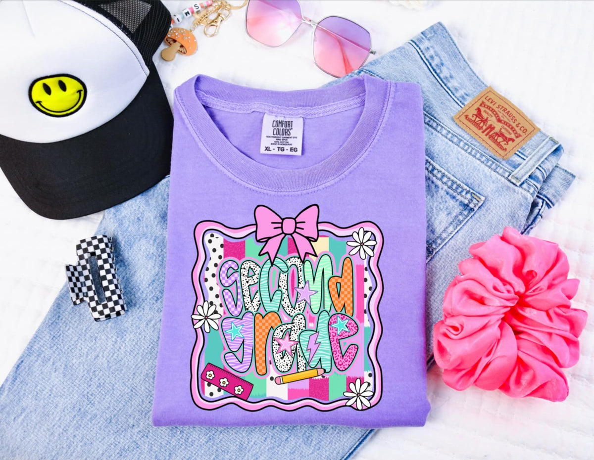 Second grade preppy frame 107620 DTF transfer