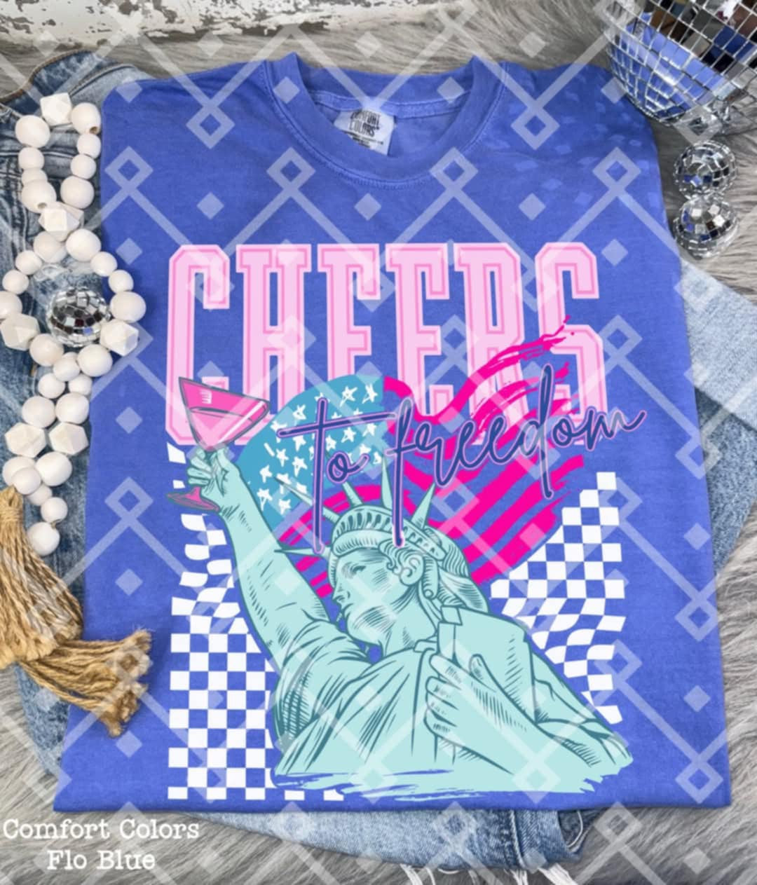 Cheers to freedom statue 106396 DTF transfer