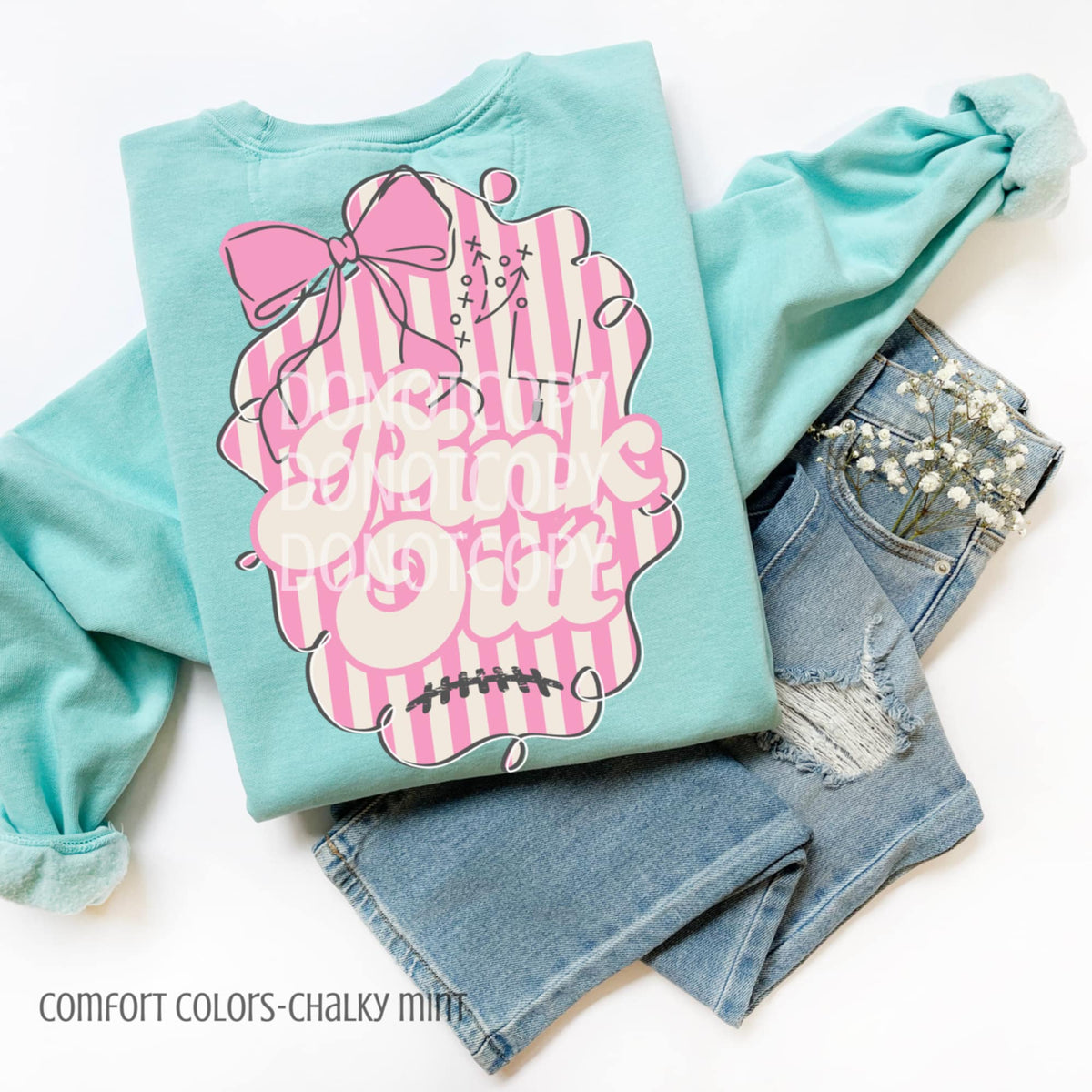 Pink Out Pink Football Striped Frame CSG DTF transfer