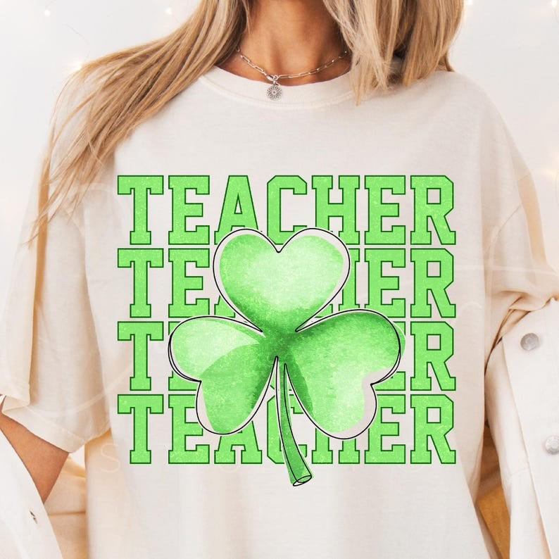 Teacher stacked clover 75982 DTF transfer