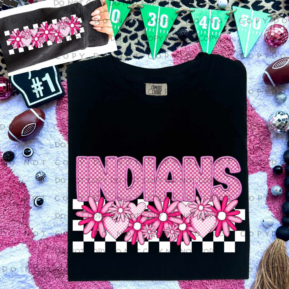 Indians pink checkered (caplinger) 77869 DTF transfer