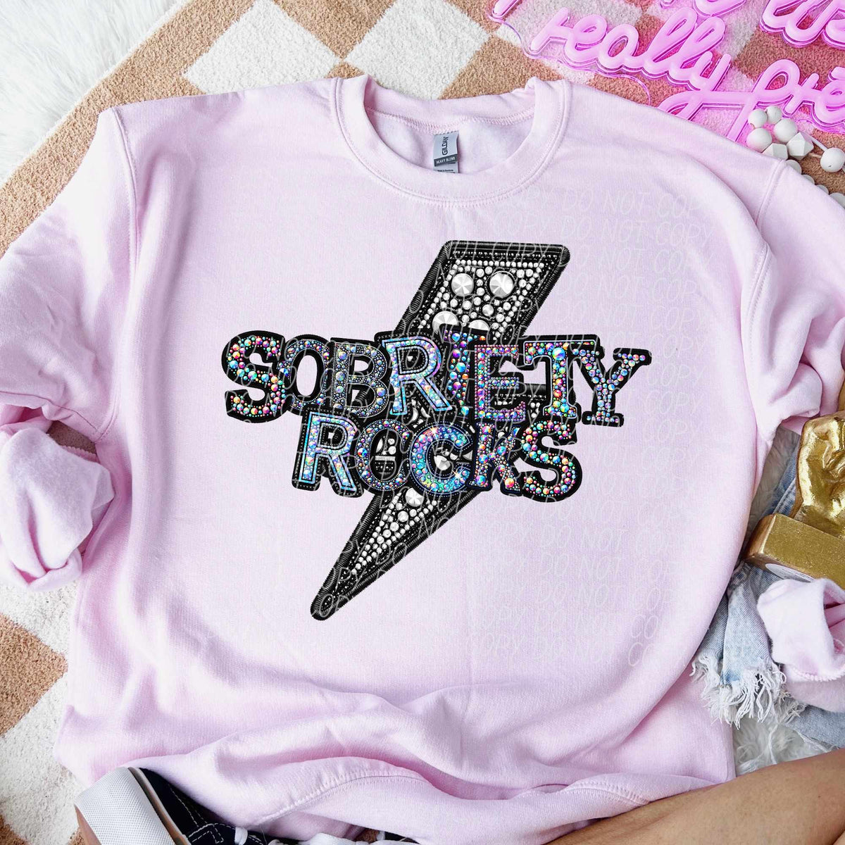 Sobriety Rocks (faux bedazzle) 30702 DTF transfers