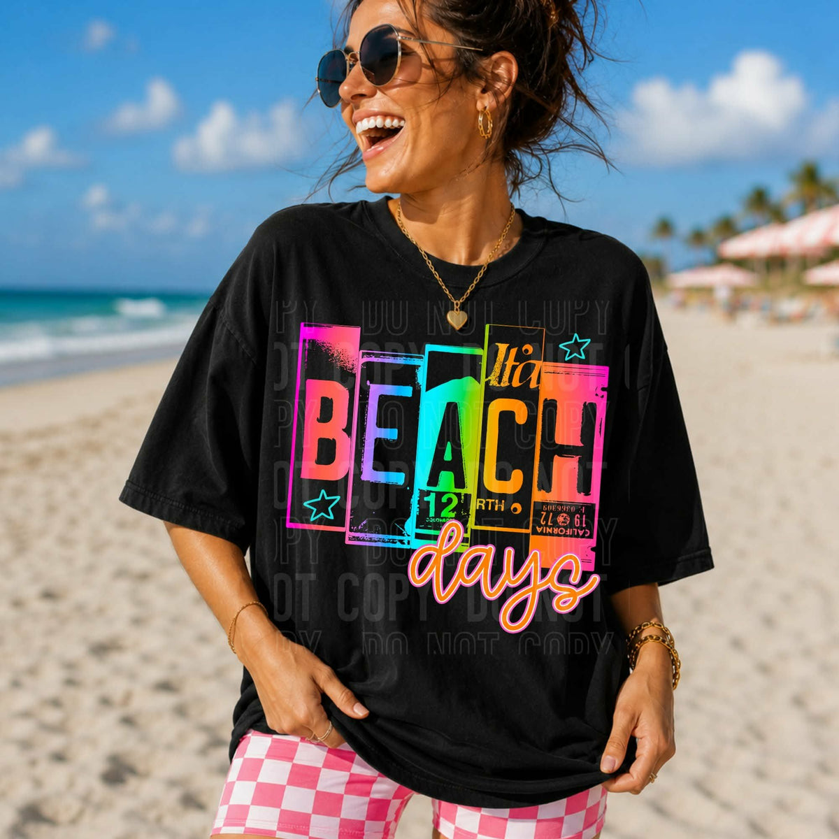 Beach days rainbow ombre license plate Sunday Special DTF transfer