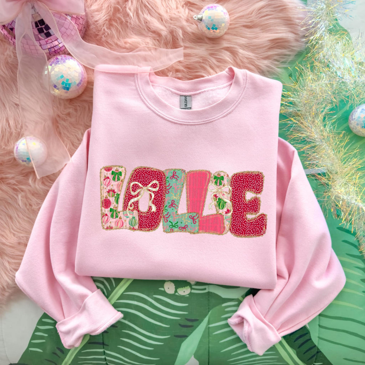 Lollie Christmas font and bows SDD DTF Transfer