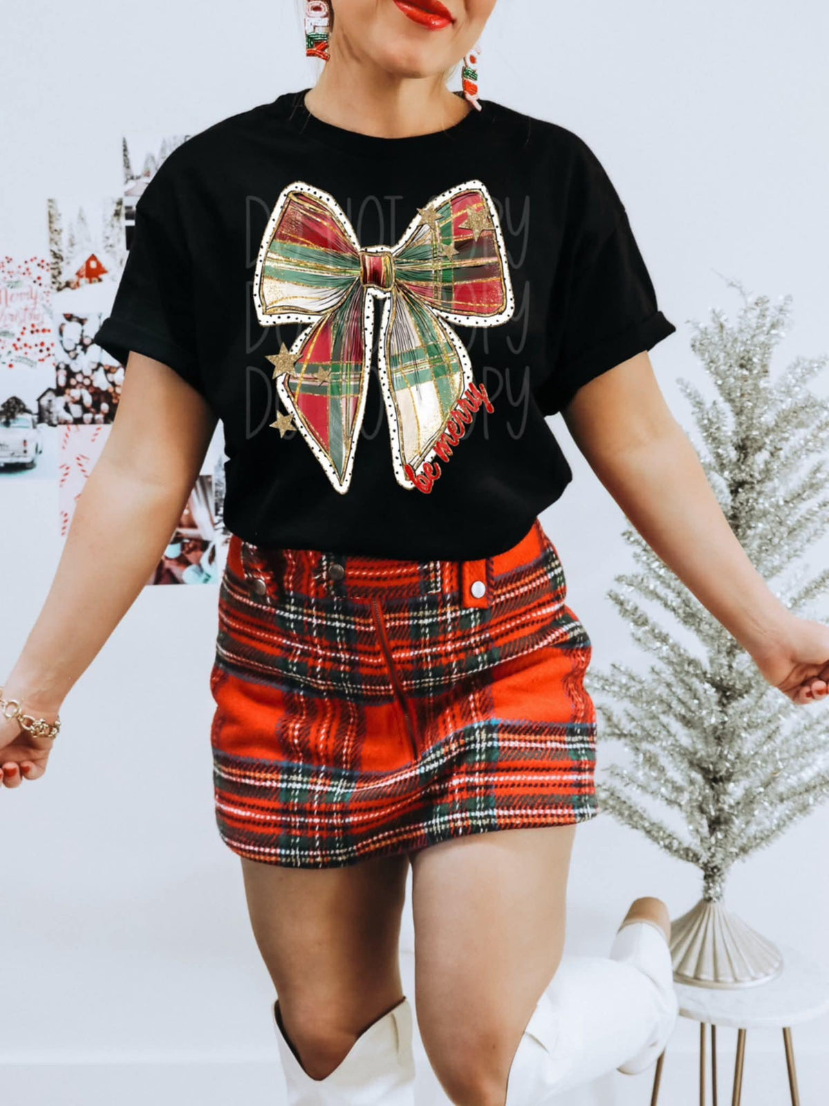 Be Merry Plaid Bow PH DTF Transfer