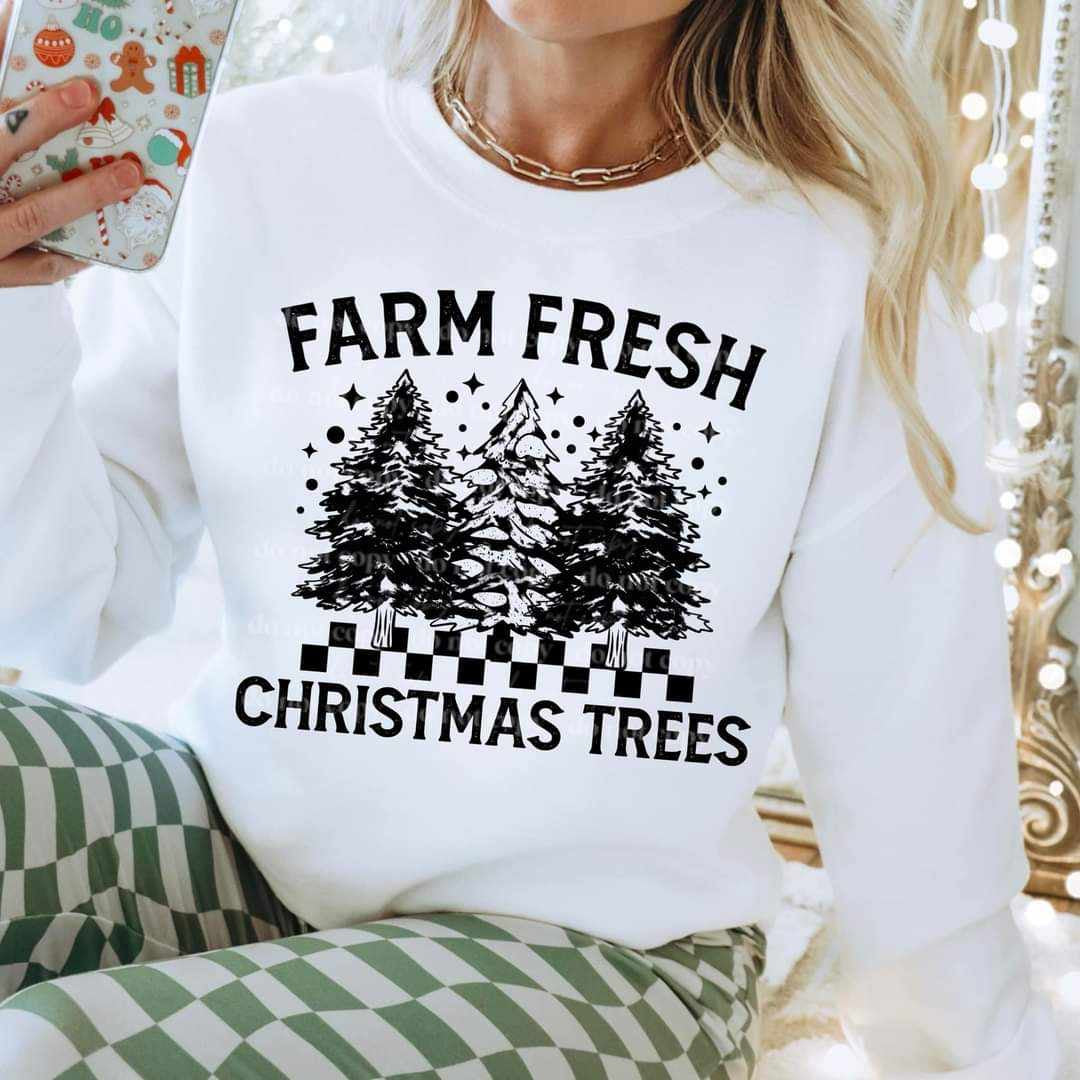Farm fresh Christmas trees black (CSC) 64087 DTF transfer