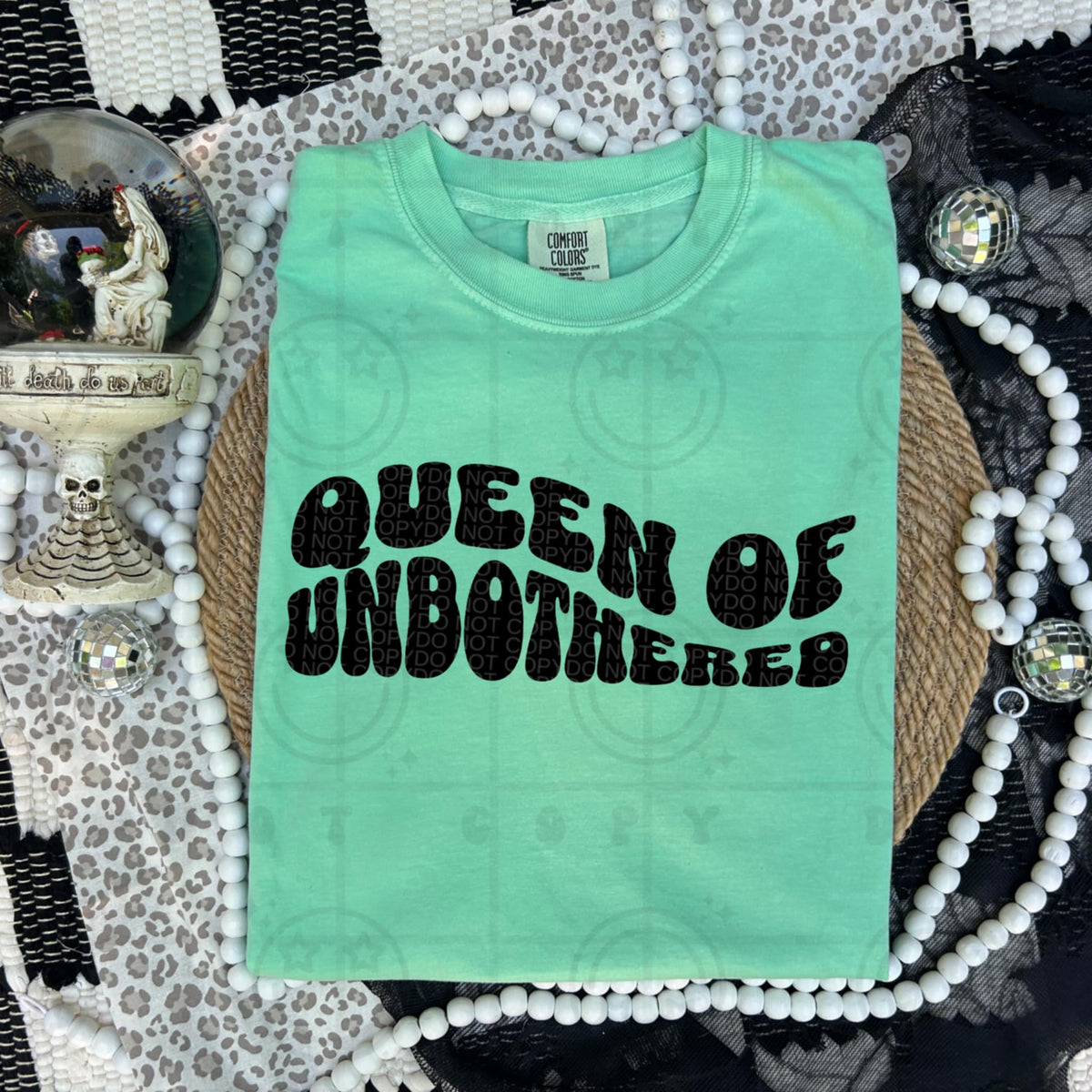 Queen of Unbothered wavy BLACK (HW) DTF transfer