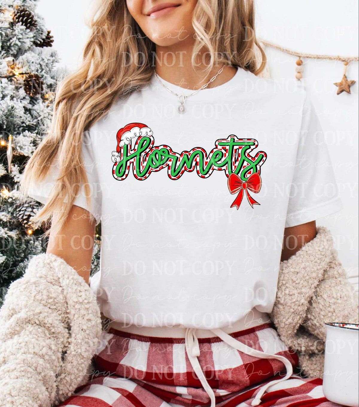 Hornets Christmas hat and bow (C’s) 65977 DTF transfer
