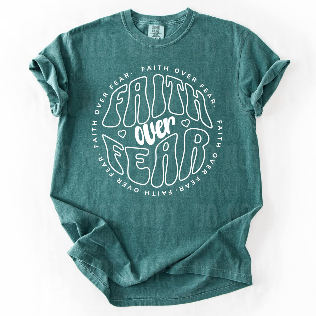 Faith over fear white circle 87209 DTF transfer